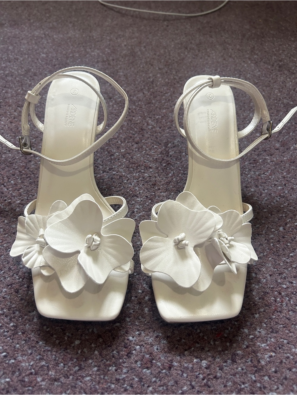 Women's White Floral Ankle-Strap Sandals